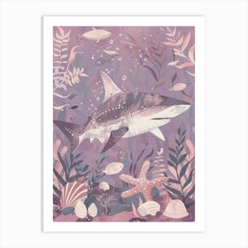 Purple Greenland Shark Illustration 1 Art Print