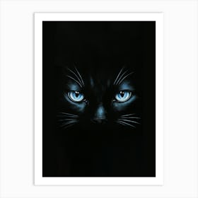 Black Cat With Blue Eyes Art Print