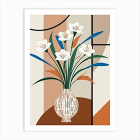 White Flowers In A Vase Art Print