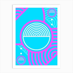Geometric Glyph Abstract in White and Bubblegum Pink and Candy Blue n.0001 Art Print