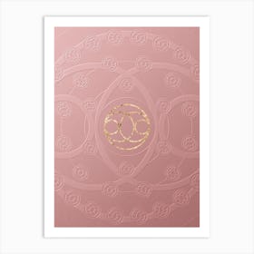 Geometric Gold Glyph on Circle Array in Pink Embossed Paper n.0028 Art Print