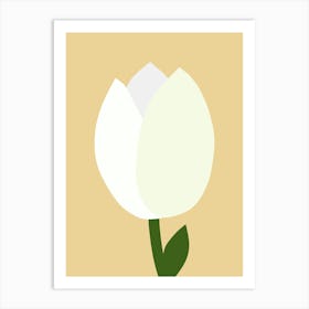 White Tulip On Yellow Art Print