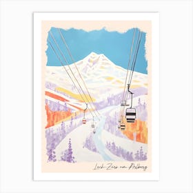 Poster Of Lech Zurs Am Arlberg   Austria, Ski Resort Pastel Colours Illustration 1 Art Print