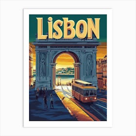 Aihrgdesign A Retro Travel Poster For Lisbon 1 Art Print