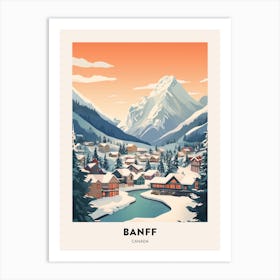 Vintage Winter Travel Poster Banff Canada 2 Art Print
