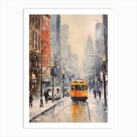 Vintage Winter Painting Chicago Usa 2 Art Print