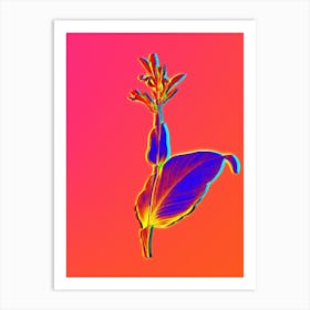Neon Indian Shot Botanical in Hot Pink and Electric Blue n.0312 Art Print