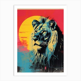 Lion Pop Art Risograph Inspired 2 Art Print