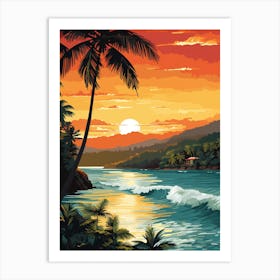 Maracas Bay Trinidad And Tobago At Sunset, Vibrant Painting 2 Art Print