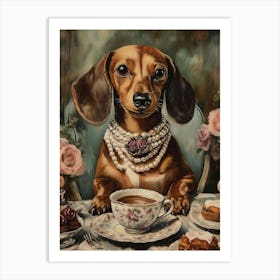 Dachshund Tea Party Art Print