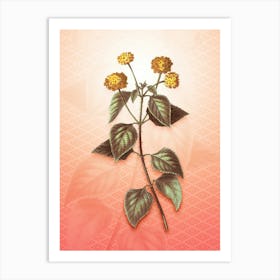 Tickberry Vintage Botanical in Peach Fuzz Hishi Diamond Pattern n.0294 Art Print
