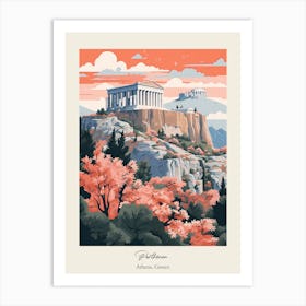 Parthenon   Athens, Greece   Cute Botanical Illustration Travel 1 Poster Art Print