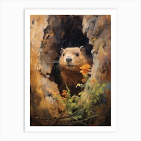 Marmot In A Hole Art Print