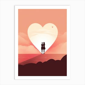 Sunset Block Colour Geometric Heart 4 Art Print