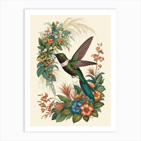 Hummingbird botanical flower beauty 4 Art Print