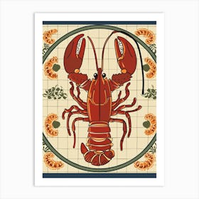Lobster On A Plate Art Deco Inspired 3 Art Print