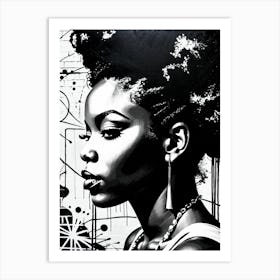 Vintage Graffiti Mural Of Beautiful Black Woman 52 Art Print