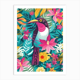 Tropical Bird Seamless Pattern Art Print