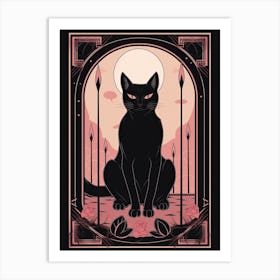 Death Tarot Card, Black Cat In Pink 1 Art Print