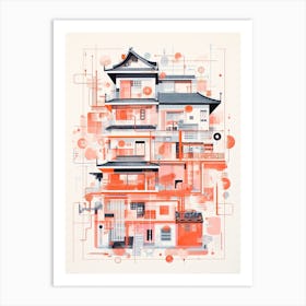 A House In Shangai, Abstract Risograph Style 1 Art Print