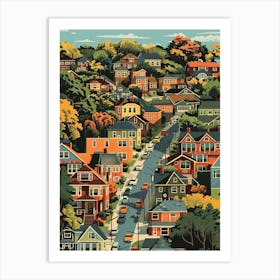 Forest Hills New York Colourful Silkscreen Illustration 4 Art Print