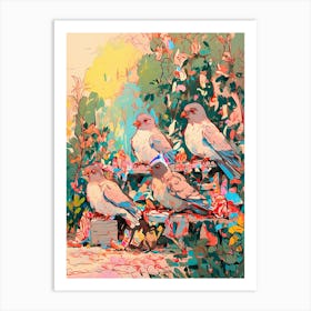 Birds On A Bench 1 Art Print