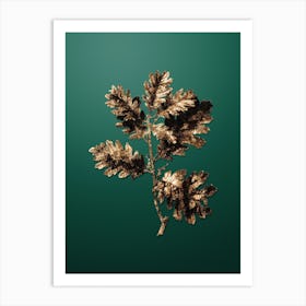 Gold Botanical Hungarian Oak on Dark Spring Green n.1246 Art Print