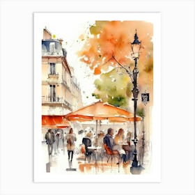 Paris Watercolor Painting Art Print