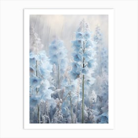 Frosty Botanical Delphinium 2 Art Print