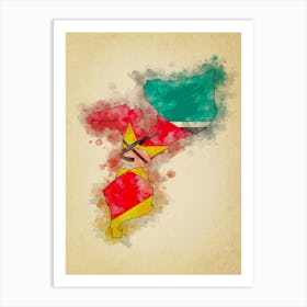 Mozambique Flag Vintage Art Print