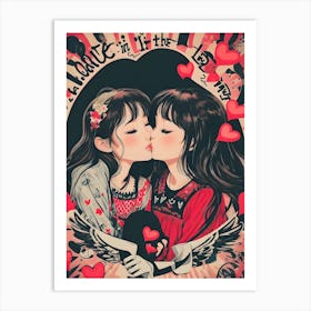 Kissing Girls Art Print