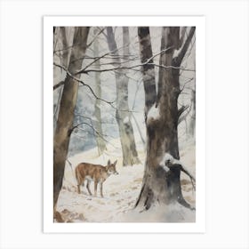 Winter Watercolour Coyote 2 Art Print