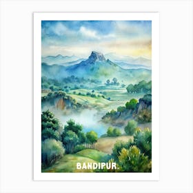 Bandipur National Park Watercolor Painting Art Print