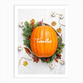 A Digital Render Of A Thanksgiving Themed Art Design Capturing An Overhead View Of A Large Round Pu (2) Art Print