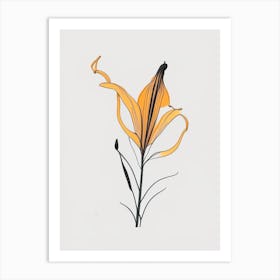 Tiger Lily Floral Minimal Line Drawing 1 Flower Art Print