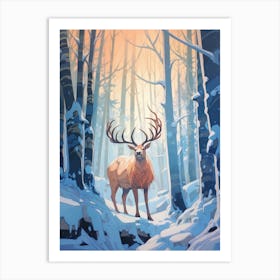Winter Moose 2 Illustration Art Print