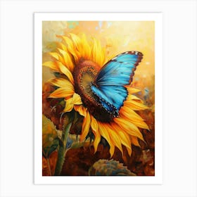 Butterfly On Sunflower Art Print