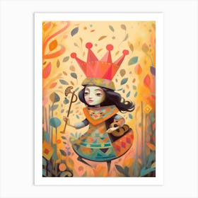 Alice In Wonderland Colourful Storybook The Queen Of Hearts Art Print