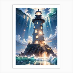 A Lighthouse In The Middle Of The Ocean 24 Art Print