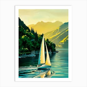 Sailboat On Lake Como Art Print