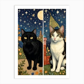 Cat At Night Art Print