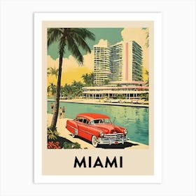 Miami Retro Travel Poster 1 Art Print