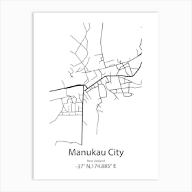 Manukau City,New Zealand Minimalist Map Art Print