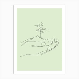 Hand Holding A Plant 2 Art Print