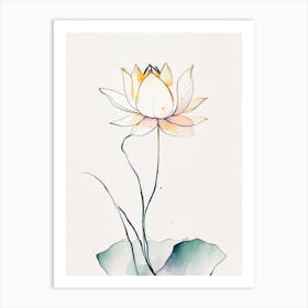 Double Lotus Minimal Watercolour 1 Art Print