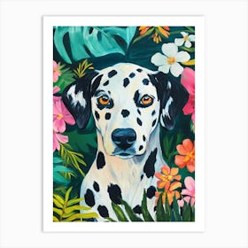 Dalmatian Dog Floral Garden Art Print