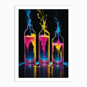 Three Colorful Bottles Art Print