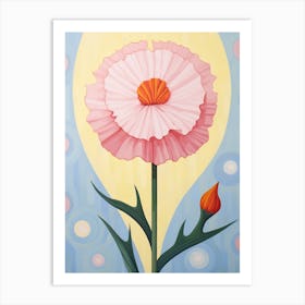 Carnation Dianthus 3 Hilma Af Klint Inspired Pastel Flower Painting Art Print