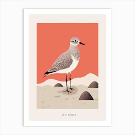 Minimalist Grey Plover 2 Bird Poster Art Print