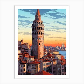 Galata Tower Pixel Art 5 Art Print